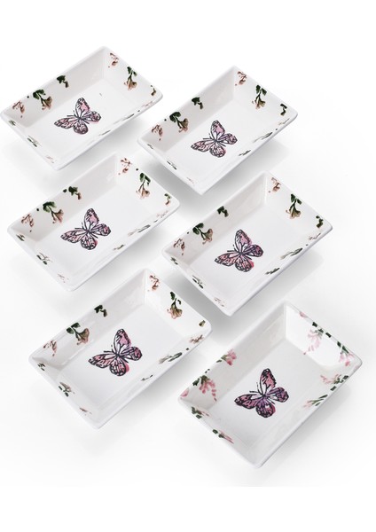 6’lı Çerezlik Kelebek Desen Handmade Sunumluk Reçellik Sosluk Kahvaltılık Çerez Ikram Seti modelleri