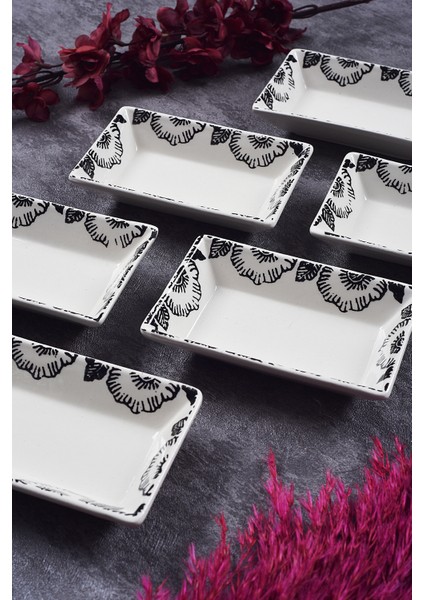 6’lı Çerezlik Black Rose Desen Handmade Sunumluk Reçellik Sosluk Kahvaltılık Çerez Ikram Seti fiyatları