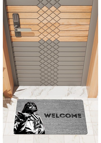 Modern Dijtal Baskı Gri Welcome Dark Stde Kapı Önü Paspası
