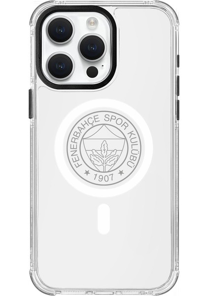 Apple iPhone 15 Pro Max Fenerbahçe Magsafe Monochrome Logo Şeffaf Telefon Kılıfı