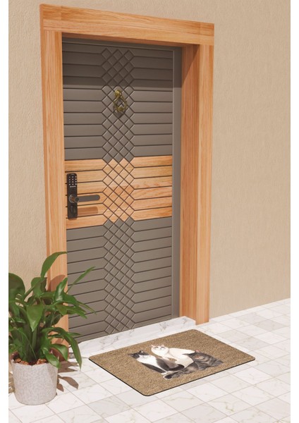 Modern Dijtal Baskı Güzel Kediler Kapı Önü Paspası