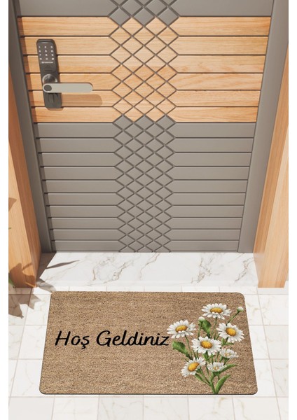 Modern Dijtal Baskı Hoşgeldiniz Papatyalı Kapı Önü Paspası