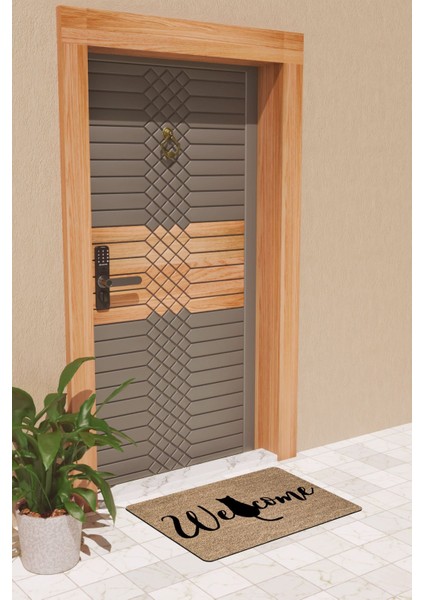 Modern Dijtal Baskı Welcome Kedili Kapı Önü Paspası modelleri