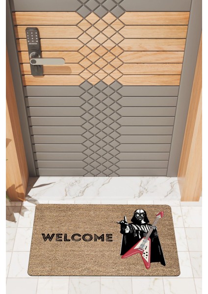 Modern Dijtal Baskı Kahverengi Star Wars Darth Vader Gitar Kapı Önü Paspası