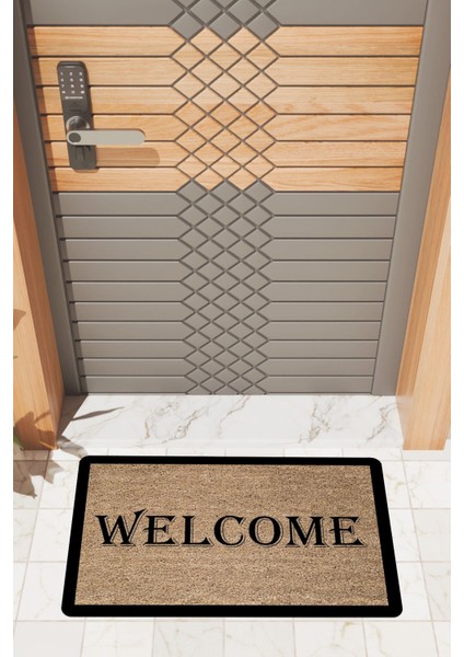 Modern Dijtal Baskı Kalın Çerçeveli Welcome Kapı Önü Paspası