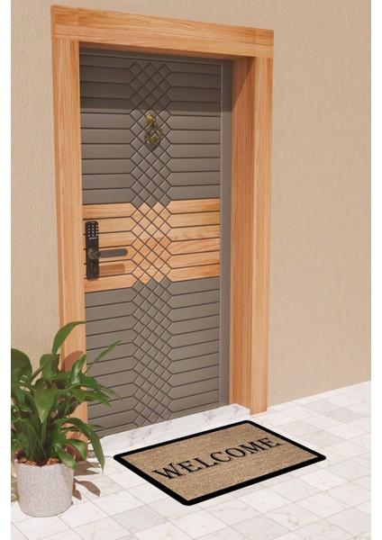 Modern Dijtal Baskı Kalın Çerçeveli Welcome Kapı Önü Paspası