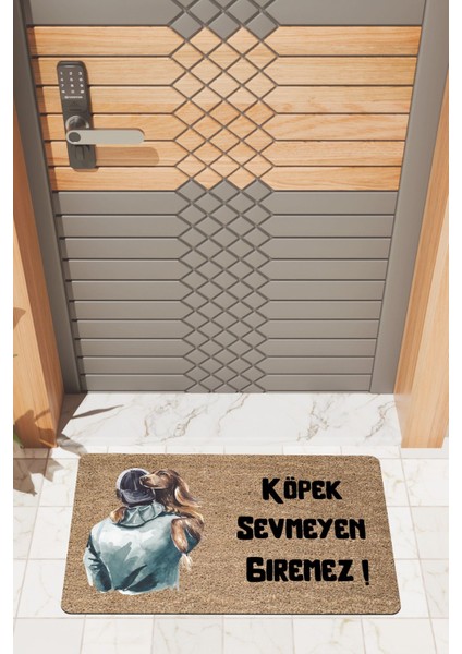 Modern Dijtal Baskı Köpek Sevmeyen Giremez2 Kapı Önü Paspası