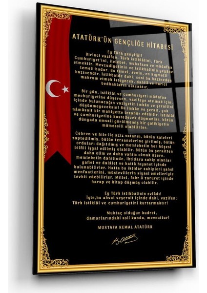 Gençliğe Hitabe Cam Tablo | Hediyelik, Dekoratif, Ofis, Mutfak