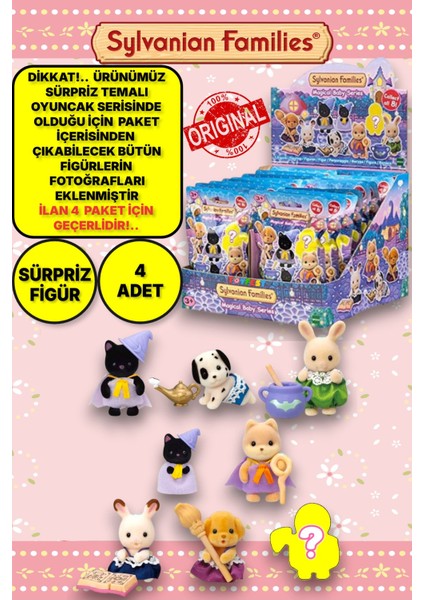 Sylvanian Families Minifigür Sihirli Kostüm Serisi Temalı Sürpriz Mini Bebek - 5 cm - 4 Adet