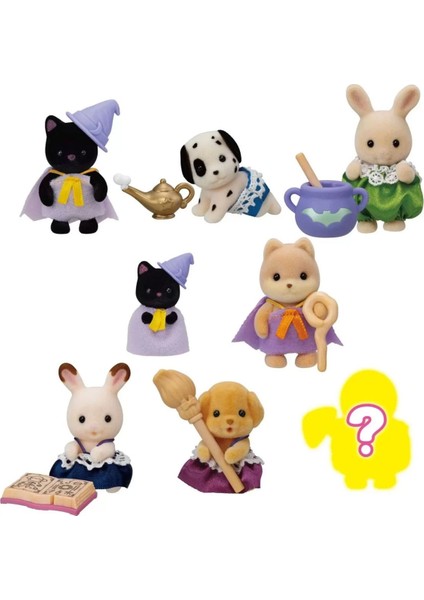 Sylvanian Families Minifigür Sihirli Kostüm Serisi Temalı Sürpriz Mini Bebek - 5 cm - 4 Adet