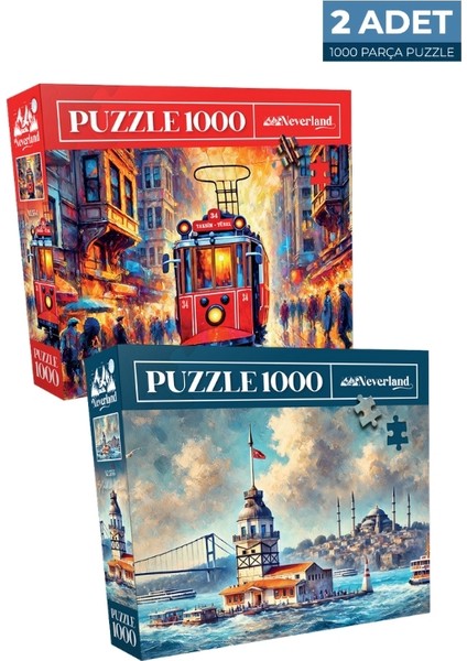 2 Adet 1000 Parça Puzzle - Istiklal Caddesi ve Kız Kulesi