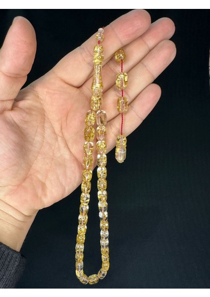 Sevgiliye Özel Hediye Altın Varaklı Uçak Camı Tesbih Kapsül Kesim 12 MmX8 Mm Şeffaf Renkli H-1744. fiyatları