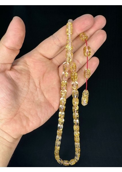 Sevgiliye Özel Hediye Altın Varaklı Uçak Camı Tesbih Kapsül Kesim 12 MmX8 Mm Şeffaf Renkli H-1744. modelleri