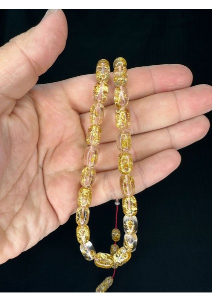 Sevgiliye Özel Hediye Altın Varaklı Uçak Camı Tesbih Kapsül Kesim 12 MmX8 Mm Şeffaf Renkli H-1744. fırsatları