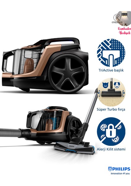 Marathon Daily - Yüksek Emiş Gücü, Sessiz Çalışma ve Hepa Filtre 7000 Serisi Turbo Halıdöver Fırçalı Süpürge