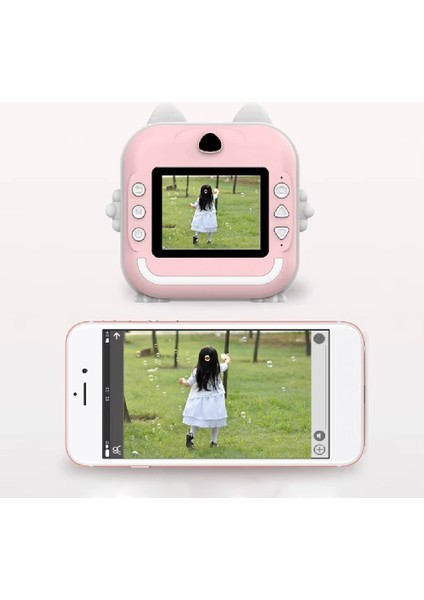 Anlık Termal Yazıcılı Dijital Çocuk Kamerası 2.0 Inc Hd Şipşak Fotoğraf Makinesi AE110 Mavi
