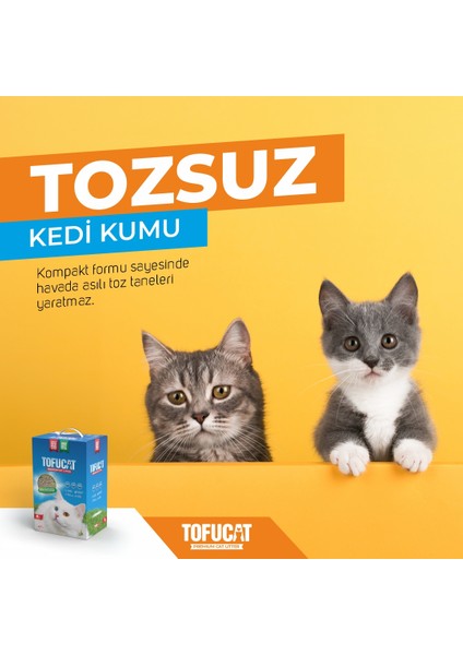 6 Litre, Topaklanan, Üstün Koku Hapsedebilen, Tuvalete Atılabilen, Doğal, Tofu Kedi Kumu