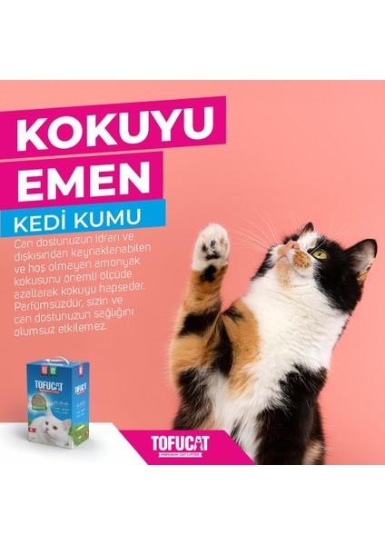6 Litre, Topaklanan, Üstün Koku Hapsedebilen, Tuvalete Atılabilen, Doğal, Tofu Kedi Kumu