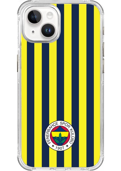 Apple iPhone 15 Fenerbahçe Çubuklu Şeffaf Telefon Kılıfı