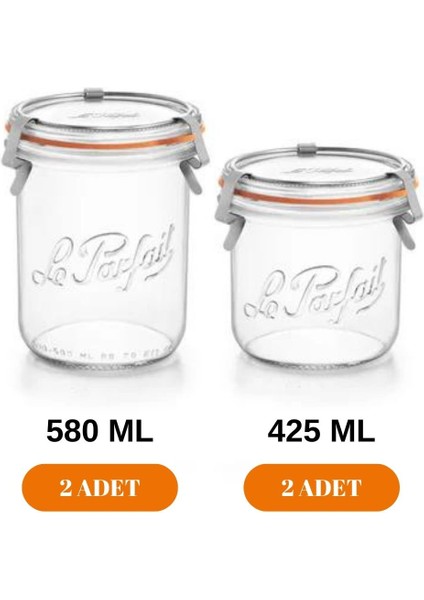Bistrot 4'Lü Cam Kavanoz Seti (2 Adet 580 Ml - 2 Adet 425 Ml)