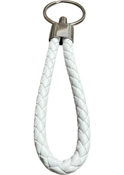 Deri Örgü Anahtarlık - Kadın, Erkek, Genç Deri Örgü Halat Anahtarlık / Beyaz Renk modelleri