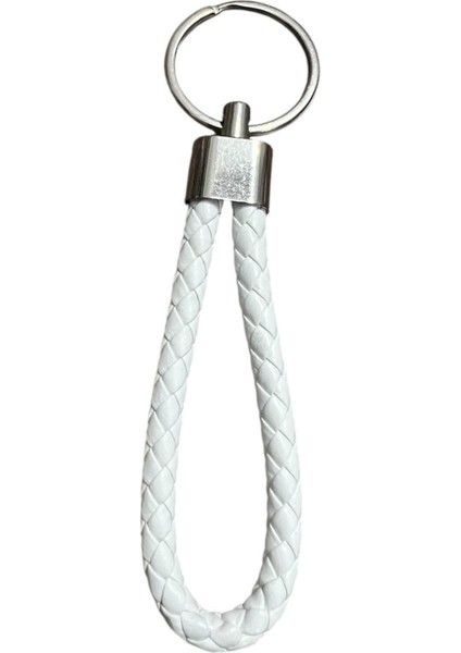 Deri Örgü Anahtarlık - Kadın, Erkek, Genç Deri Örgü Halat Anahtarlık / Beyaz Renk indirimleri