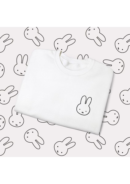 Sueso Store Miffy Unisex Nakışlı Y2K Beyaz Sweatshirt modelleri