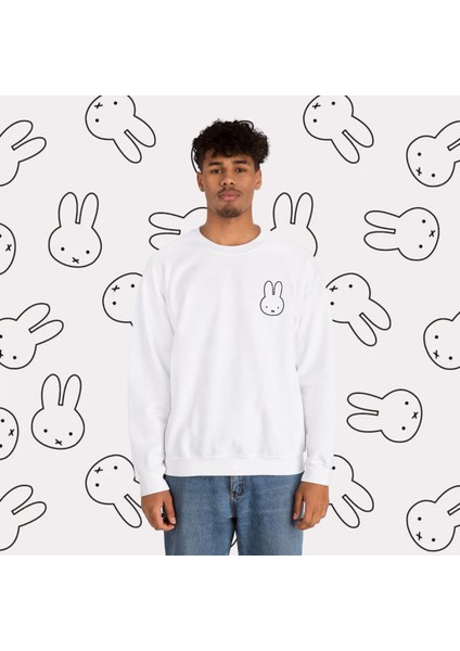 Sueso Store Miffy Unisex Nakışlı Y2K Beyaz Sweatshirt fırsatları