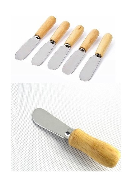 Tereyağı Bıçağı - Mini Spatula Ahşap Saplı 6 Adet-