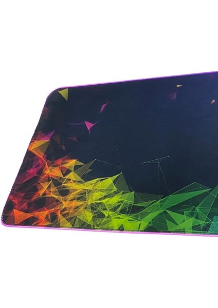 80X30CM Büyük Boy Xxl Resimli Desenli Mousepad Rgb LED Işıklı Gaming Gamer Oyuncu Mouse Pad (Prızma)