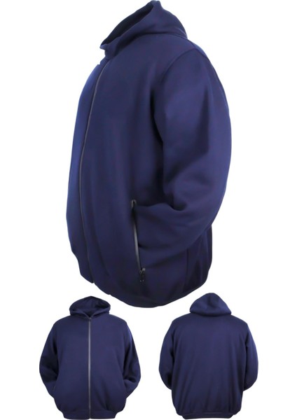 Erkek Büyük Beden Kapüşonlu 3 İplik Şardonlu Kışlık Kalın Sweat Mont fiyatları