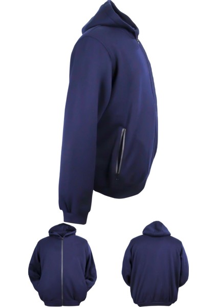 Erkek Büyük Beden Kapüşonlu 3 İplik Şardonlu Kışlık Kalın Sweat Mont fırsatları