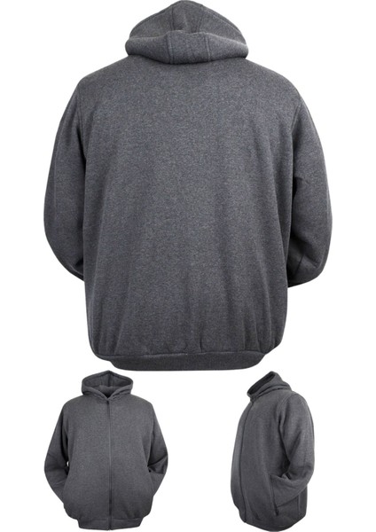 Erkek Büyük Beden Kapüşonlu 3 İplik Şardonlu Kışlık Kalın Sweat Mont modelleri