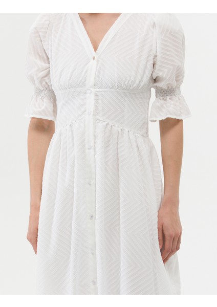 Kadın Ekru Regular Fit Dokuma Elbise 50262635-VR019