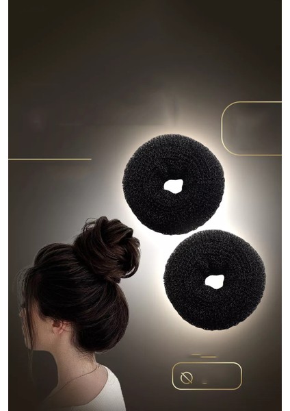 Siyah Saç Topuz Süngeri 2 Adet 14 cm Çap 6 cm Kalınlık 721341