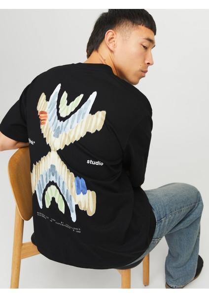 Jorporto Pattern Tee Ss Crew Neck Erkek Siyah Tshirt 12273694-02 fırsatları