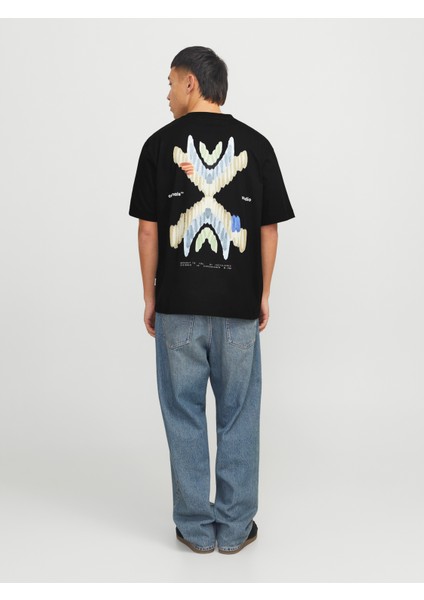 Jorporto Pattern Tee Ss Crew Neck Erkek Siyah Tshirt 12273694-02 indirimleri