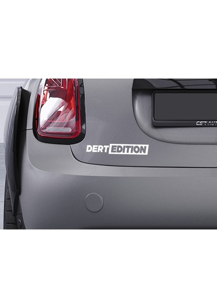 18 x 3 cm Dert Edition Oto Cam Sticker Araba Sticker. Beyaz.