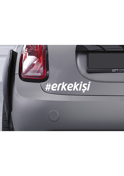 Erkek Işi Yazı Araba-Motosiklet Cam Etiket Sticker 15X3CM. Beyaz.