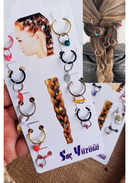 Saç Yüzüğü - Saç Piercingi -Saç Küpesi Renkli Aksesuar