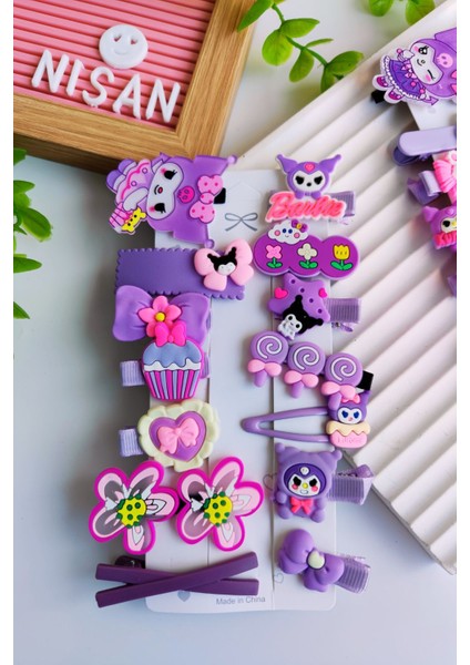 Kuromi 14 Parça Karışık Figürlü Toka Seti