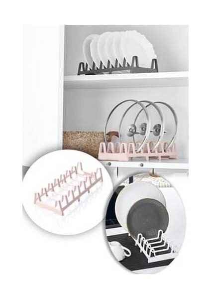 Tencere Kapağı Organizeri - 6 Bölmeli Tencere Kapak Rafı