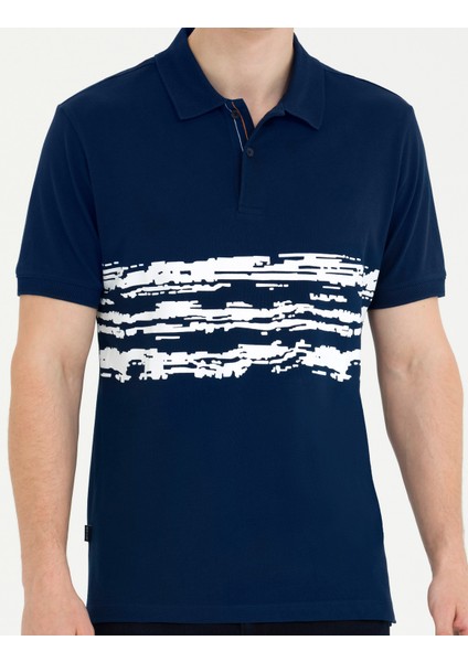 Erkek Lacivert Slim Fit Polo Yaka Tişört 50263931-VR033