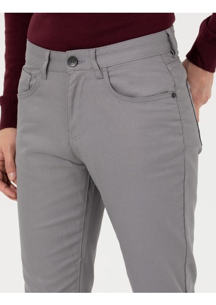 Erkek Gri Slim Fit Kanvas Pantolon 50264764-VR024