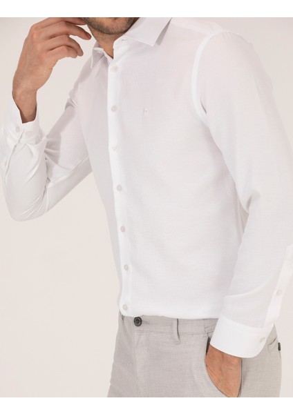 Erkek Beyaz Slim Fit Uzun Kollu Gömlek 50265110-VR013