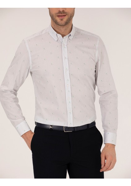 Erkek Açık Yeşil Slim Fit Uzun Kollu Gömlek 50264896-VR092