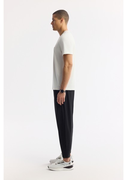 Erkek Ekru Bisiklet Yaka Baskılı Bi Stretch Interlok T-shirt A51y1166