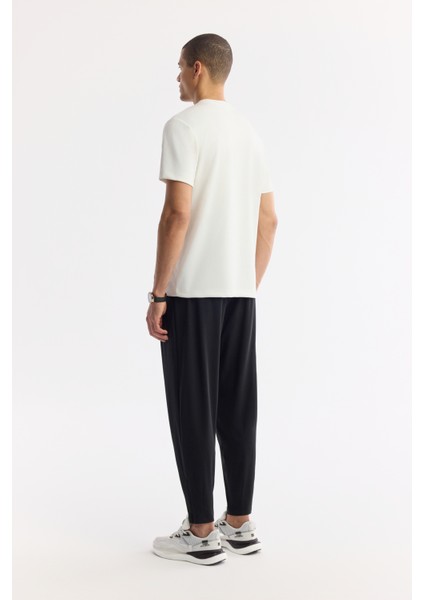 Erkek Ekru Bisiklet Yaka Baskılı Bi Stretch Interlok T-shirt A51y1166