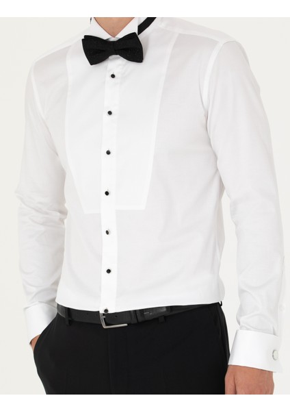 Erkek Beyaz Ex. Slim Fit Smokin Gömlek 50268199-VR013