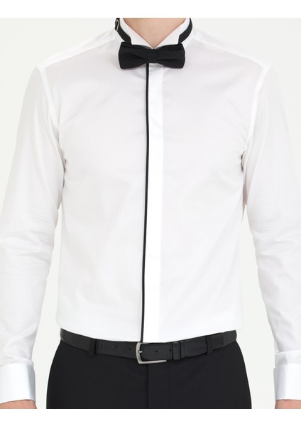 Erkek Beyaz Slim Fit Smokin Gömlek 50268195-VR013